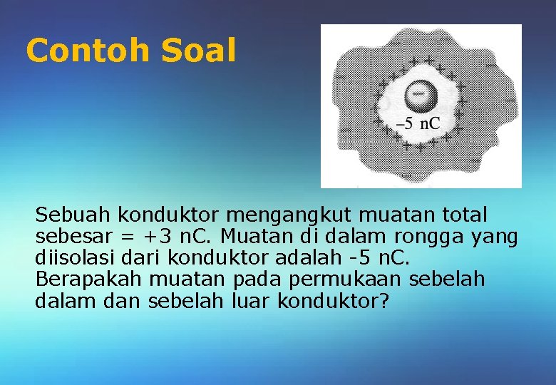 Contoh Soal Sebuah konduktor mengangkut muatan total sebesar = +3 n. C. Muatan di