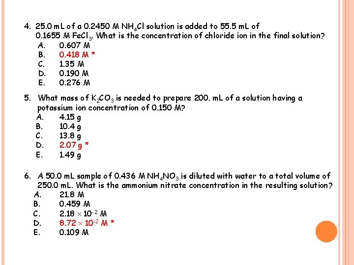 4. 25. 0 m. L of a 0. 2450 M NH 4 Cl solution