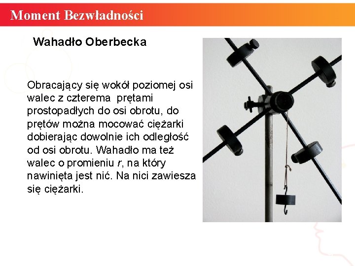 Moment Bezwładności Wahadło Oberbecka Obracający się wokół poziomej osi walec z czterema prętami prostopadłych