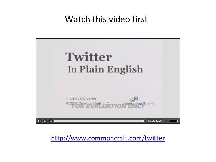 Watch this video first http: //www. commoncraft. com/twitter 