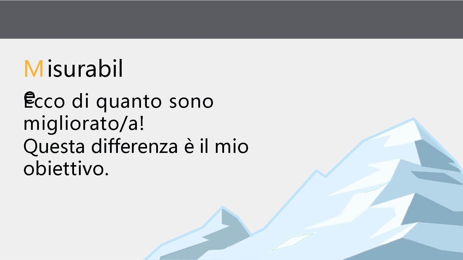 Misurabil e E cco di quanto sono migliorato/a! Questa differenza è il mio obiettivo.