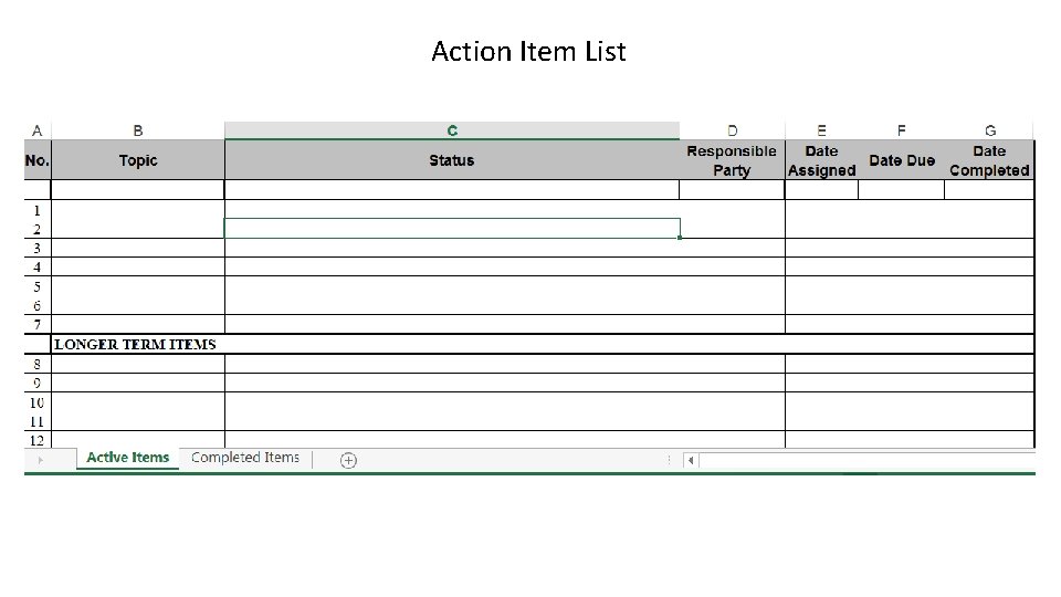 Action Item List 