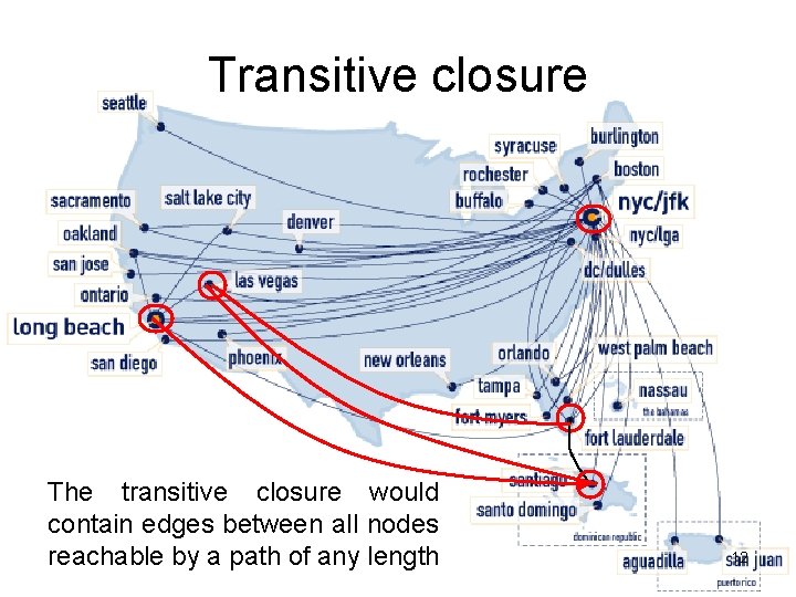 Transitive closure The transitive closure would contain edges between all nodes reachable by a