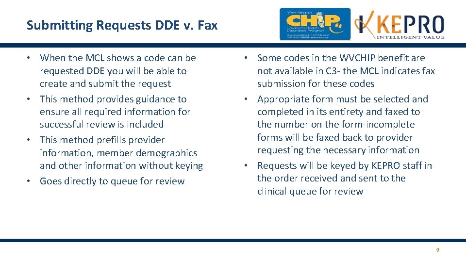Submitting Requests DDE v. Fax • When the MCL shows a code can be Submitting Requests DDE v. Fax • When the MCL shows a code can be