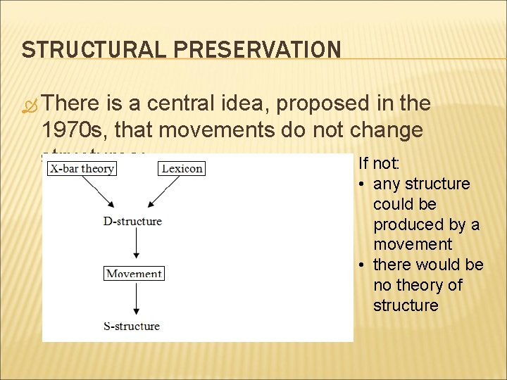 STRUCTURAL PRESERVATION There is a central idea, proposed in the 1970 s, that movements STRUCTURAL PRESERVATION There is a central idea, proposed in the 1970 s, that movements