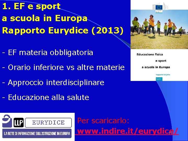 1. EF e sport a scuola in Europa Rapporto Eurydice (2013) - EF materia