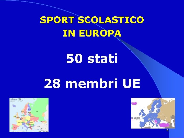 SPORT SCOLASTICO IN EUROPA 50 stati 28 membri UE 4 