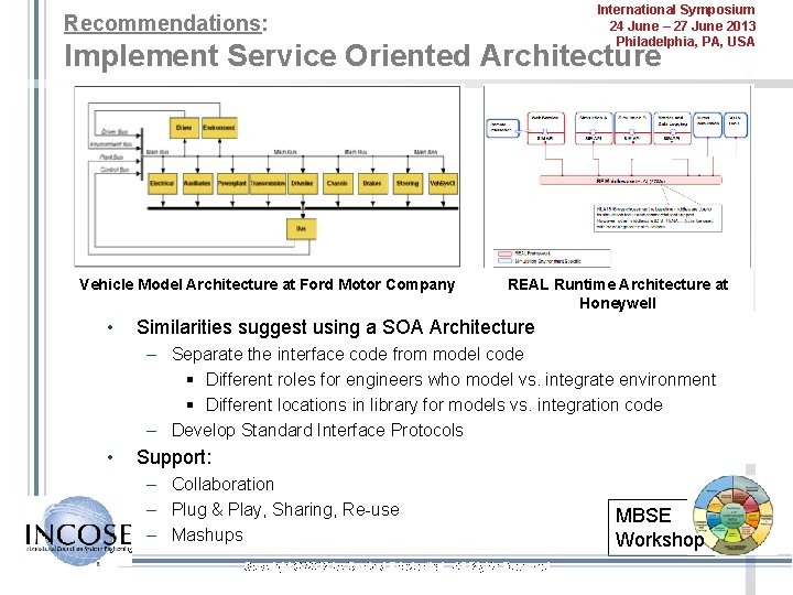 International Symposium 24 June – 27 June 2013 Philadelphia, PA, USA Recommendations: Implement Service