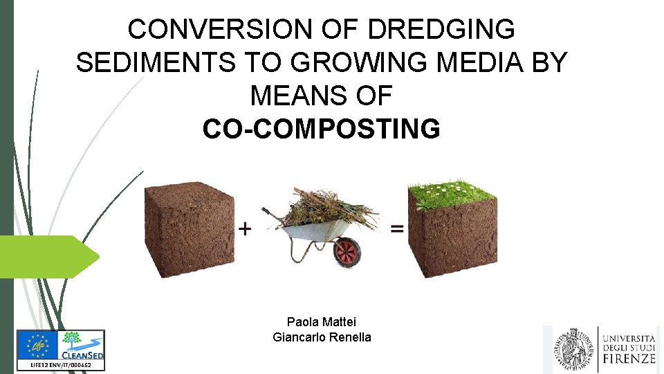 CONVERSION OF DREDGING SEDIMENTS TO GROWING MEDIA BY MEANS OF CO-COMPOSTING Paola Mattei Giancarlo