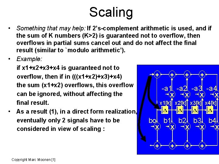 Scaling • Something that may help: If 2’s-complement arithmetic is used, and if the