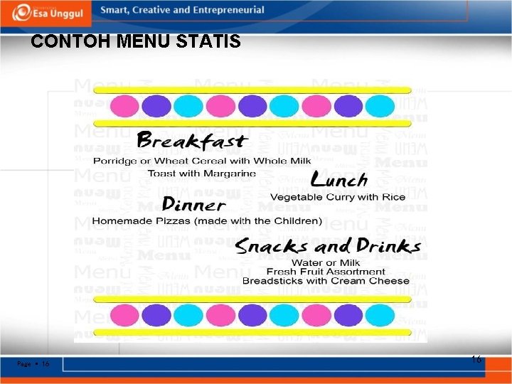 CONTOH MENU STATIS Page 16 16 