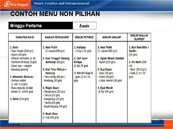 CONTOH MENU NON PILIHAN Page 26 26 