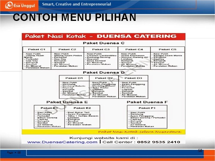 CONTOH MENU PILIHAN Page 58 58 