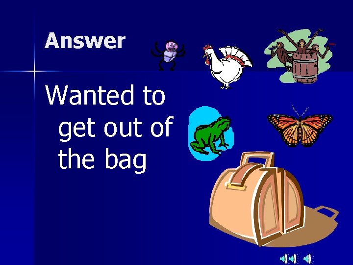 Answer Wanted to get out of the bag 