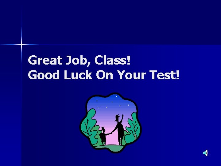 Great Job, Class! Good Luck On Your Test! 
