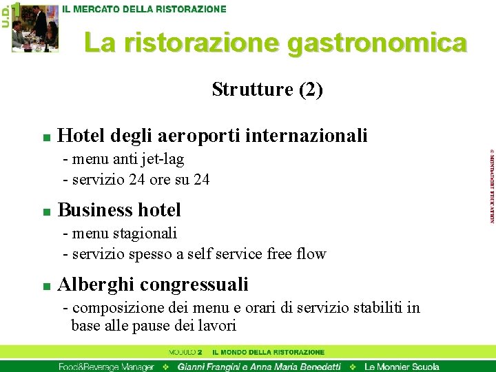 La ristorazione gastronomica Strutture (2) n Hotel degli aeroporti internazionali - menu anti jet-lag