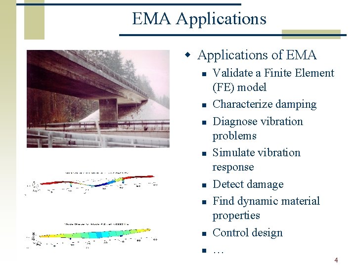 EMA Applications w Applications of EMA n n n n Validate a Finite Element