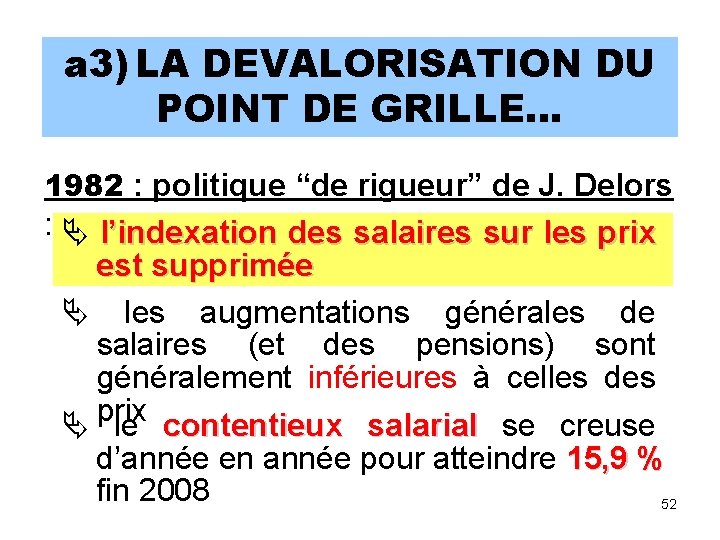 a 3) LA DEVALORISATION DU POINT DE GRILLE… 1982 : politique “de rigueur” de