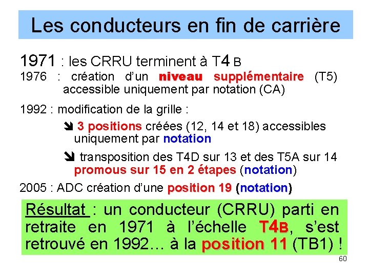 Les conducteurs en fin de carrière 1971 : les CRRU terminent à T 4