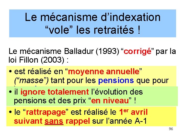 Le mécanisme d’indexation “vole” les retraités ! Le mécanisme Balladur (1993) “corrigé” corrigé par