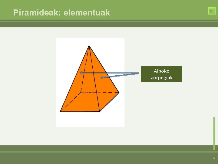 Piramideak: elementuak Alboko aurpegiak 