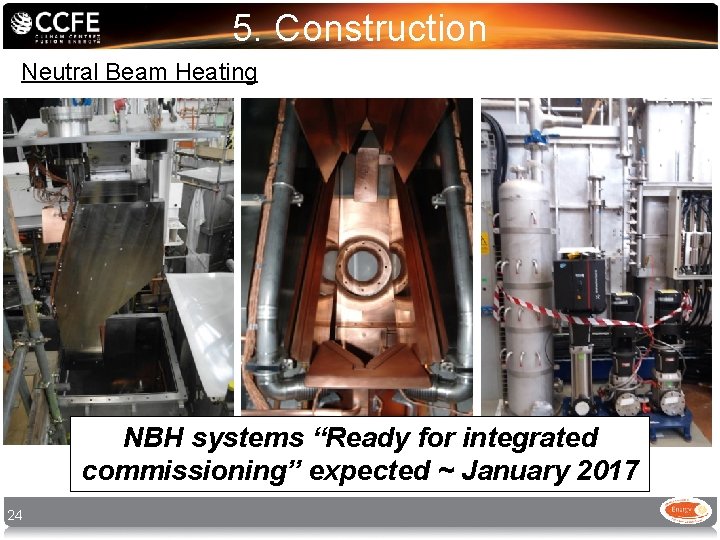 5. Construction Neutral Beam Heating NBH systems “Ready for integrated commissioning” expected ~ January 5. Construction Neutral Beam Heating NBH systems “Ready for integrated commissioning” expected ~ January
