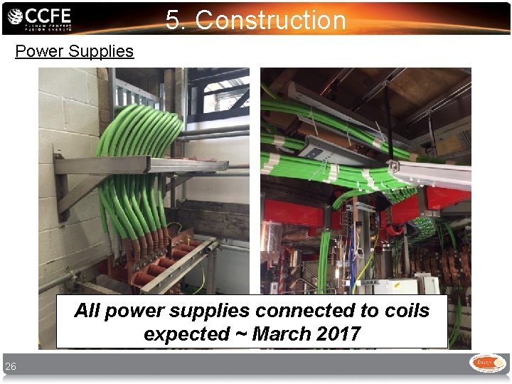 5. Construction Power Supplies All power supplies connected to coils expected ~ March 2017 5. Construction Power Supplies All power supplies connected to coils expected ~ March 2017