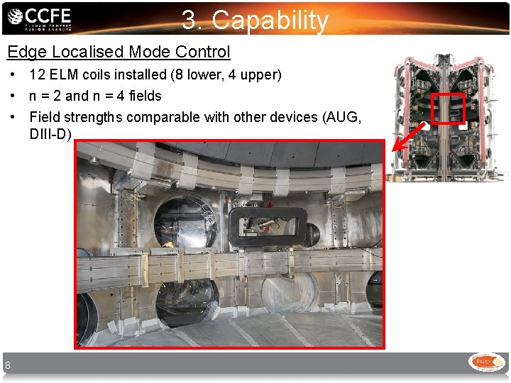 3. Capability Edge Localised Mode Control • 12 ELM coils installed (8 lower, 4 3. Capability Edge Localised Mode Control • 12 ELM coils installed (8 lower, 4