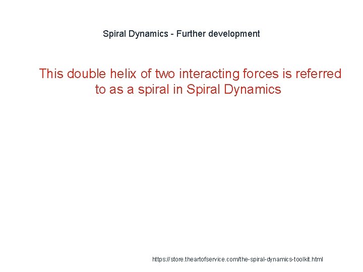 Spiral Dynamics - Further development 1 This double helix of two interacting forces is