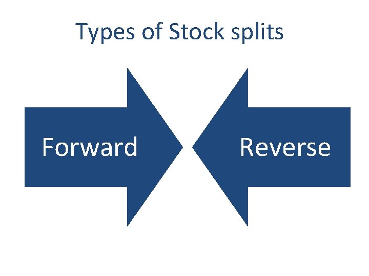 Types of Stock splits Forward Reverse 