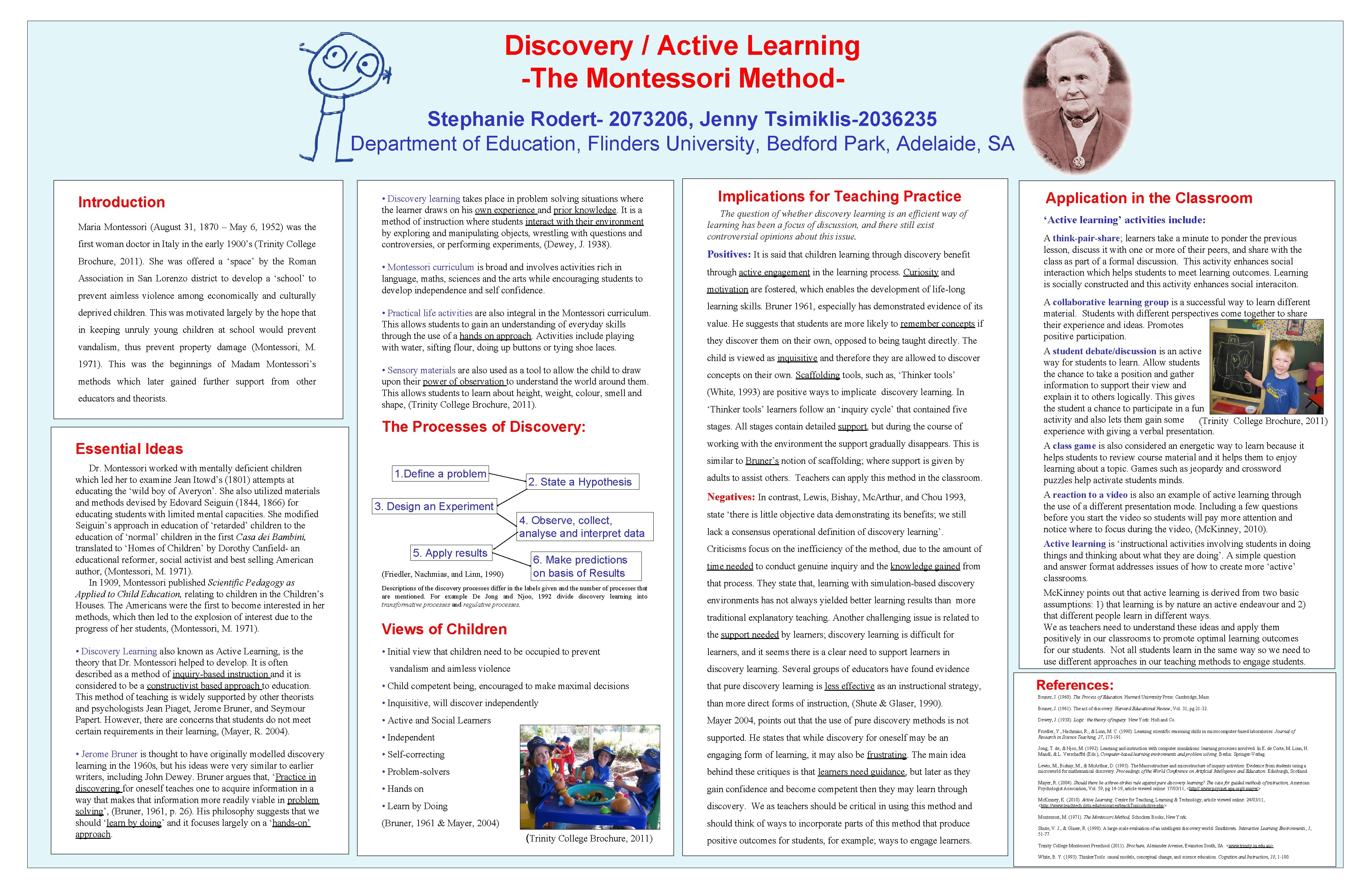 Discovery / Active Learning -The Montessori Method. Stephanie Rodert- 2073206, Jenny Tsimiklis-2036235 Department of Discovery / Active Learning -The Montessori Method. Stephanie Rodert- 2073206, Jenny Tsimiklis-2036235 Department of