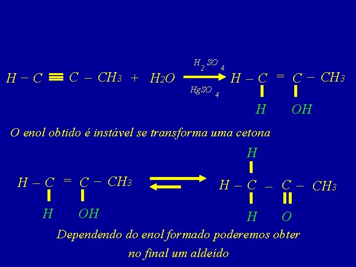 H SO H–C C – CH 3 + H 2 O 2 Hg. SO