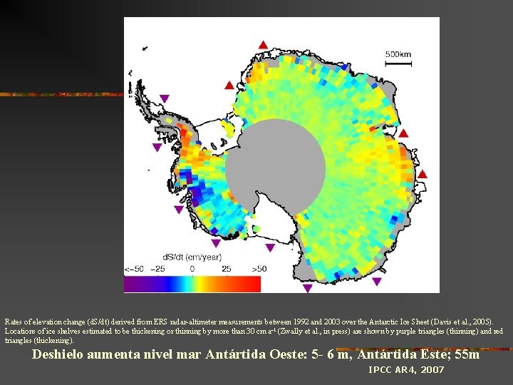 Rates of elevation change (d. S/dt) derived from ERS radar-altimeter measurements between 1992 Rates of elevation change (d. S/dt) derived from ERS radar-altimeter measurements between 1992