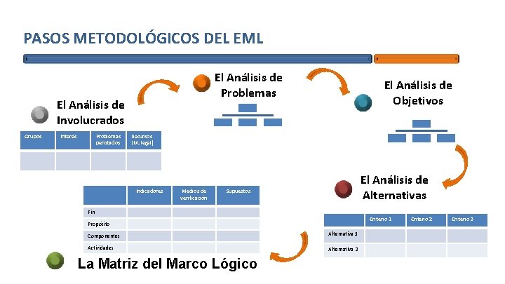 PASOS METODOLÓGICOS DEL EML El Análisis de Problemas El Análisis de Involucrados Grupos Interés