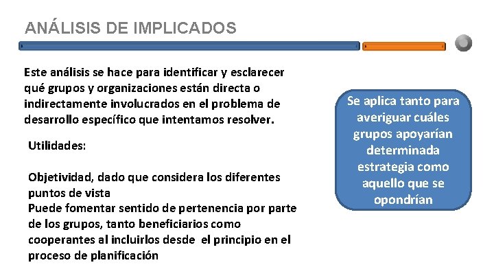ANÁLISIS DE IMPLICADOS Este análisis se hace para identificar y esclarecer qué grupos y ANÁLISIS DE IMPLICADOS Este análisis se hace para identificar y esclarecer qué grupos y