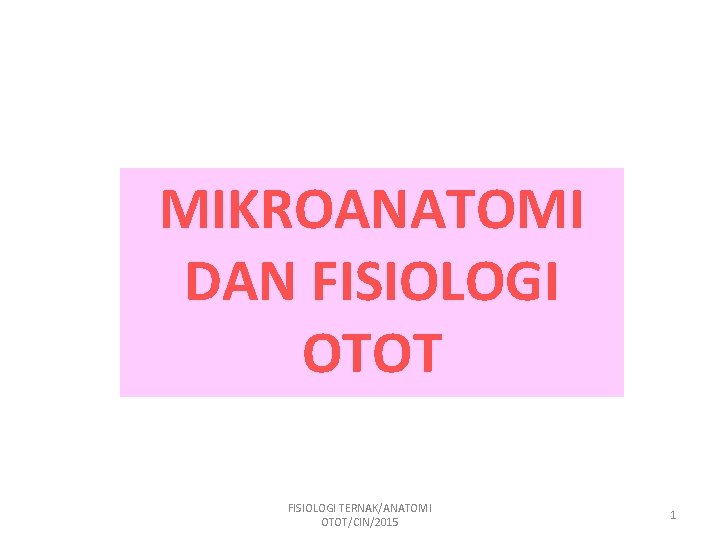 MIKROANATOMI DAN FISIOLOGI OTOT FISIOLOGI TERNAK/ANATOMI OTOT/CIN/2015 1 