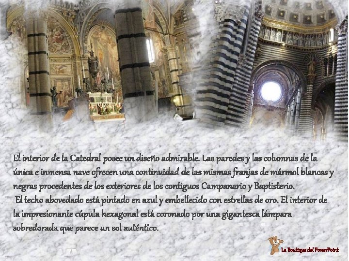 El interior de la Catedral posee un diseño admirable. Las paredes y las columnas