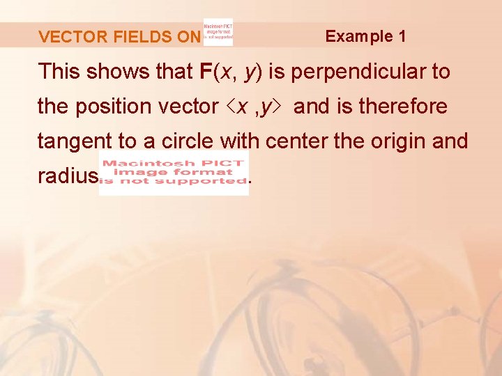 Example 1 VECTOR FIELDS ON This shows that F(x, y) is perpendicular to the