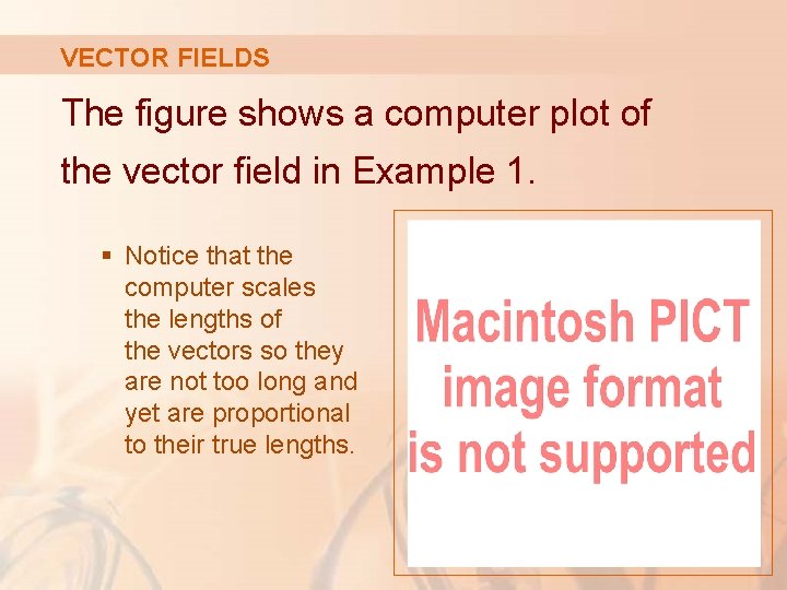 VECTOR FIELDS The figure shows a computer plot of the vector field in Example