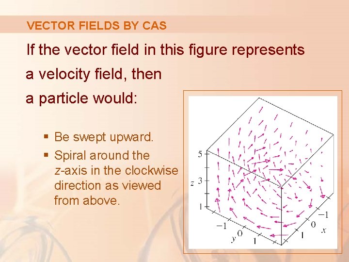 VECTOR FIELDS BY CAS If the vector field in this figure represents a velocity