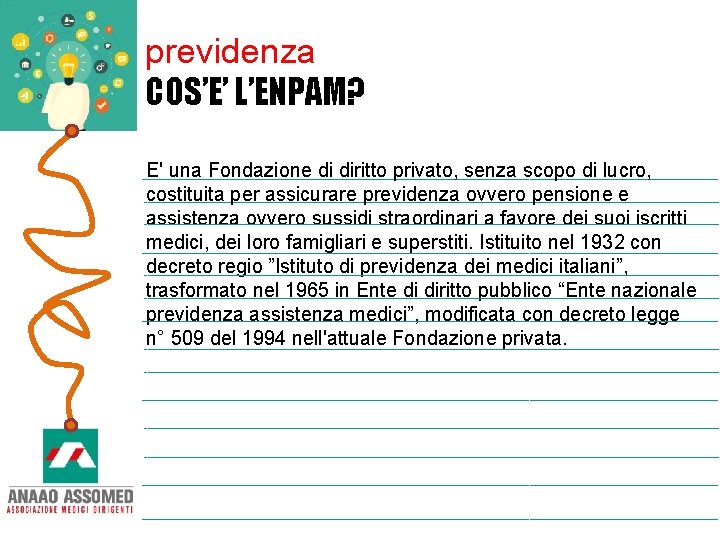 previdenza COS’E’ L’ENPAM? E' una Fondazione di diritto privato, senza scopo di lucro, costituita