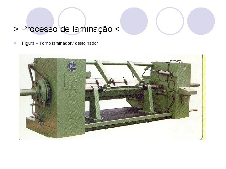 > Processo de laminação < l Figura – Torno laminador / desfolhador 