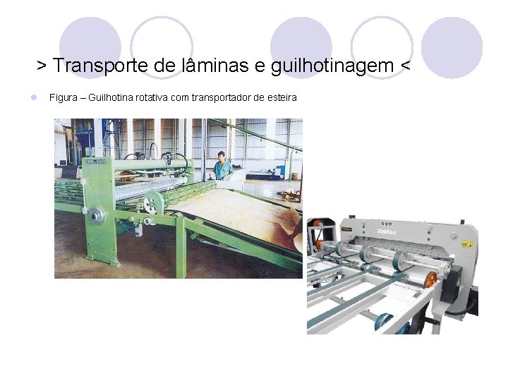  > Transporte de lâminas e guilhotinagem < l Figura – Guilhotina rotativa com