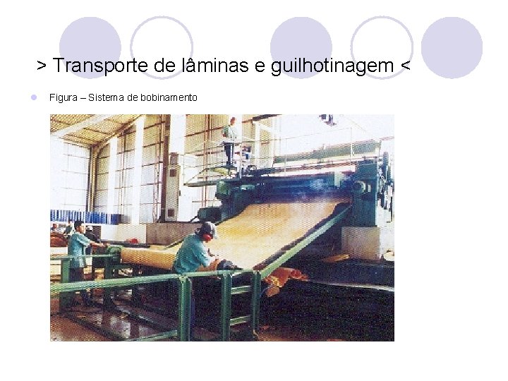  > Transporte de lâminas e guilhotinagem < l Figura – Sistema de bobinamento