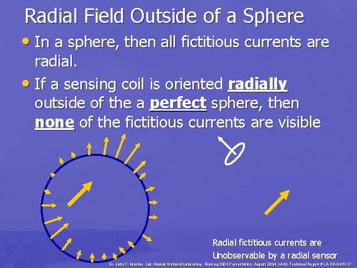 Radial Field Outside of a Sphere • In a sphere, then all fictitious currents