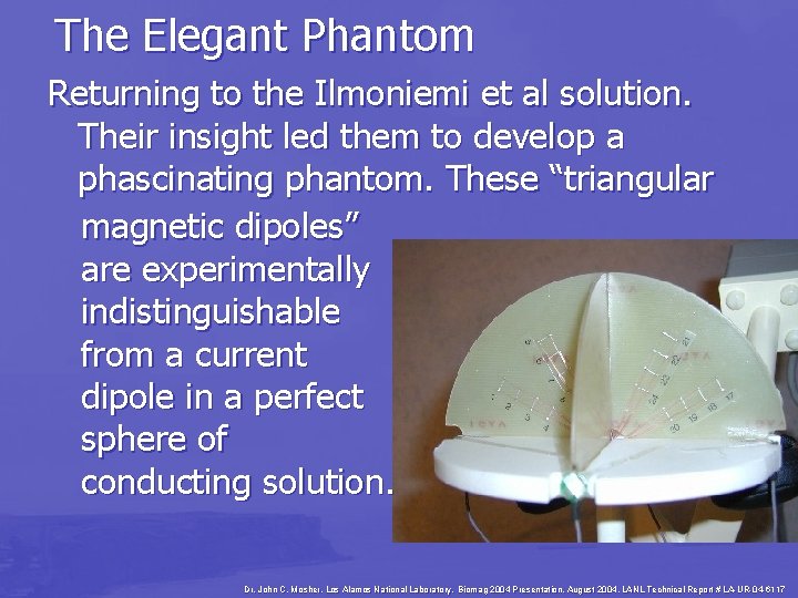 The Elegant Phantom Returning to the Ilmoniemi et al solution. Their insight led them