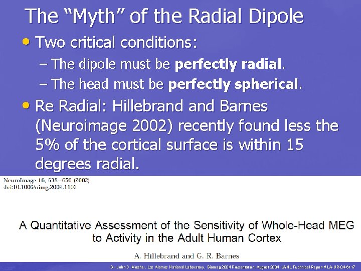 The “Myth” of the Radial Dipole • Two critical conditions: – The dipole must