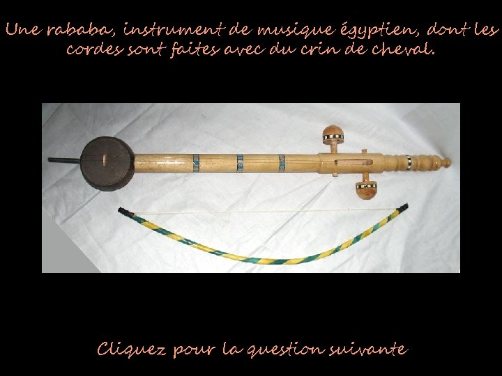 Une rababa, instrument de musique égyptien, dont les cordes sont faites avec du crin