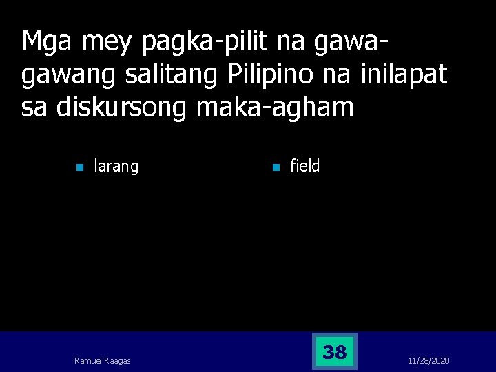 Mga mey pagka-pilit na gawang salitang Pilipino na inilapat sa diskursong maka-agham n larang Mga mey pagka-pilit na gawang salitang Pilipino na inilapat sa diskursong maka-agham n larang