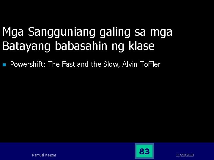 Mga Sangguniang galing sa mga Batayang babasahin ng klase n Powershift: The Fast and Mga Sangguniang galing sa mga Batayang babasahin ng klase n Powershift: The Fast and